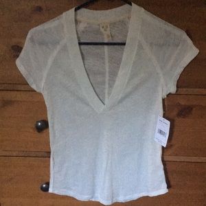 Free People T-Shirt NWT Deep Plunge Neckline